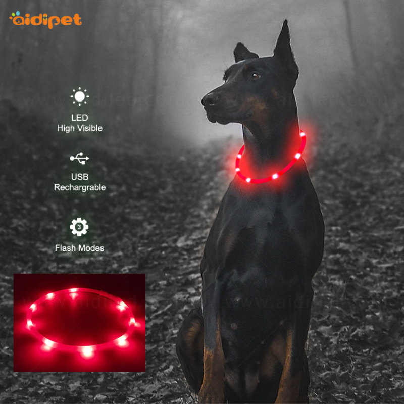 Collier de chien LED de sécurité pour animaux de compagnie réglable Night Walk