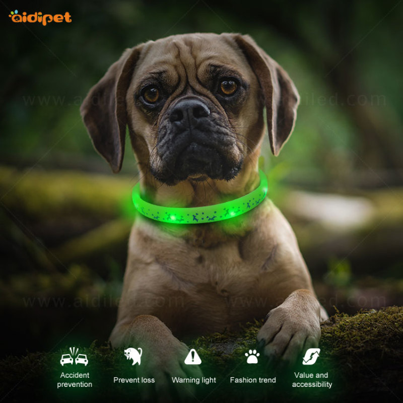606421633461/6 أضواء LED أطواق الحيوانات الأليفة الكلب طوق قابل للتعديل سيليكون الكلب