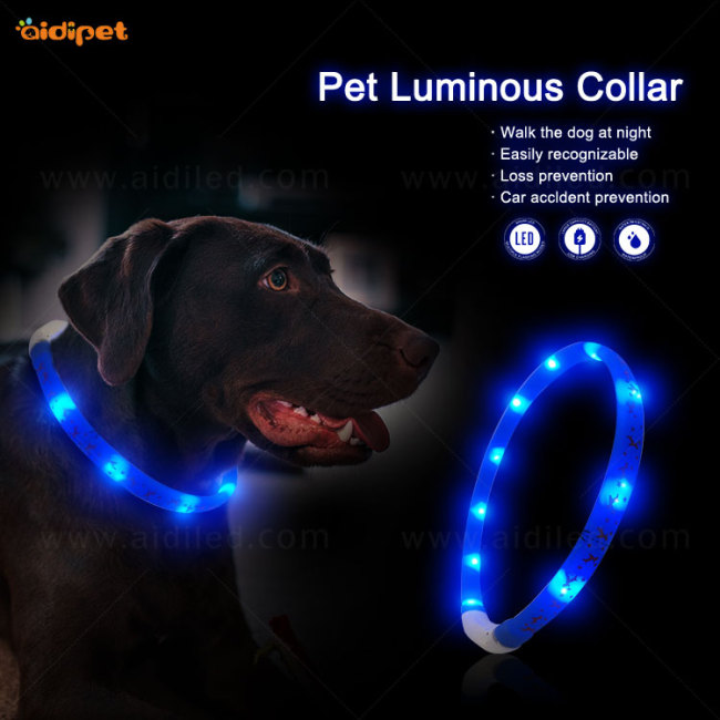 606421633461/6 LED-Lichter Hundehalsbänder Verstellbares Hundehalsband aus Silikon