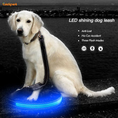 Lembut Bungee Handle Glow in The Dark Dog Leash untuk Night Walks Adjustable Dog Leash Night Safety Tanpa Kecelakaan Memimpin dengan led