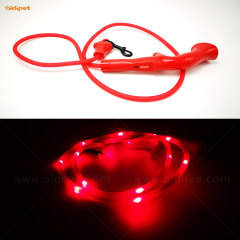 Laisse ronde de chien de LED de PVC avec le câble rechargeable d'USB Meilleure vente dans les fournitures pour animaux de compagnie Led laisse de chien clignotant