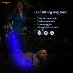 Guinzaglio per cani piatto in PVC con LED, batteria ricaricabile USB, guinzaglio per animali domestici ad alta luce