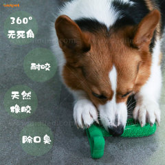 Dof-tandenborstelstuk van natuurlijk milieurubber voor honden Tandheelkundige gezondheid Tandenborstelstok voor honden kauwen