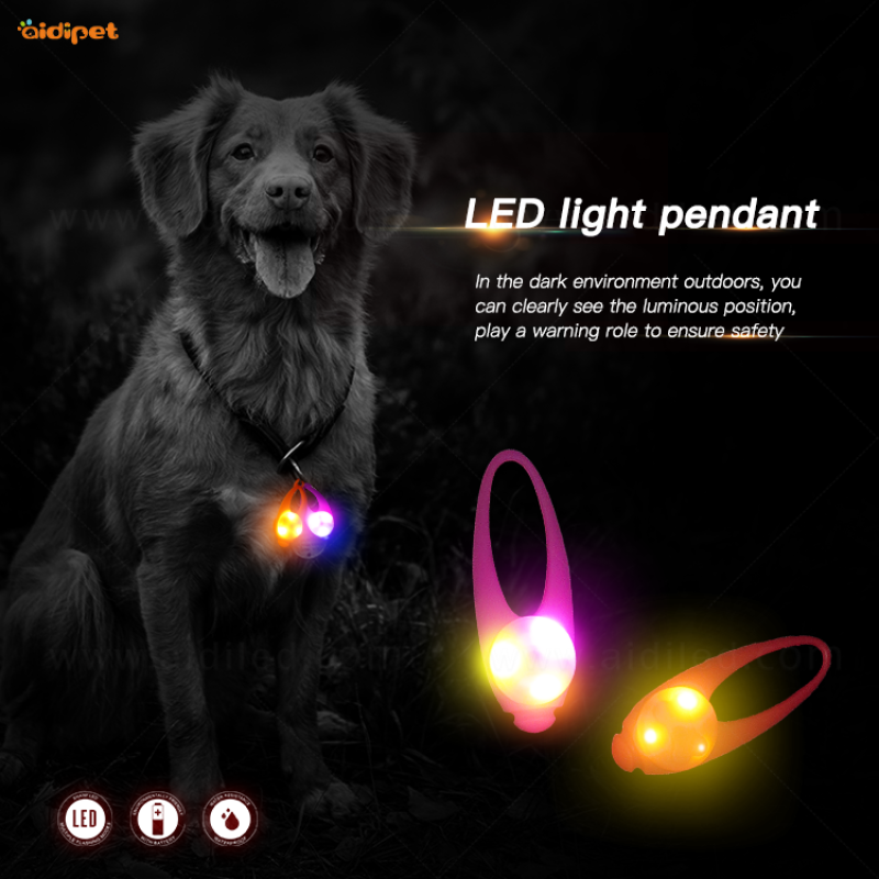 Waterproof Silicone Soft Led Lights Glowing Collar Pendant for Dog Clip-on Led Dog Collar Flashing Light Three Leds