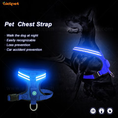 Colete com arnês para cães recarregável USB LED, arnês para cães de segurança LED refletivo