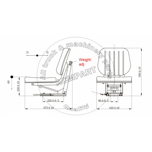 high quality adjustable forklift seat for construction machinery