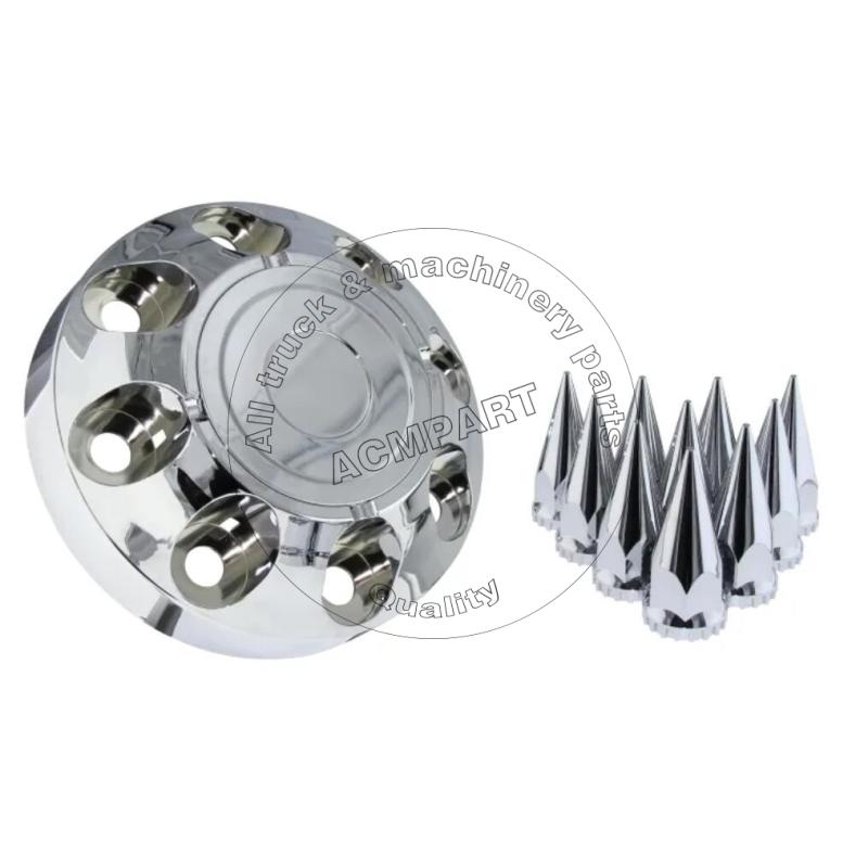 AT- HCF008-165.1 ABS Front Axle Cover with 8 pcs Spiked Lug Nut Covers for Trailer or Pickup AT- HCF008-165.1 ABS Front Axle Cover with 8 pcs Spiked Lug Nut Covers for Trailer or Pickup
