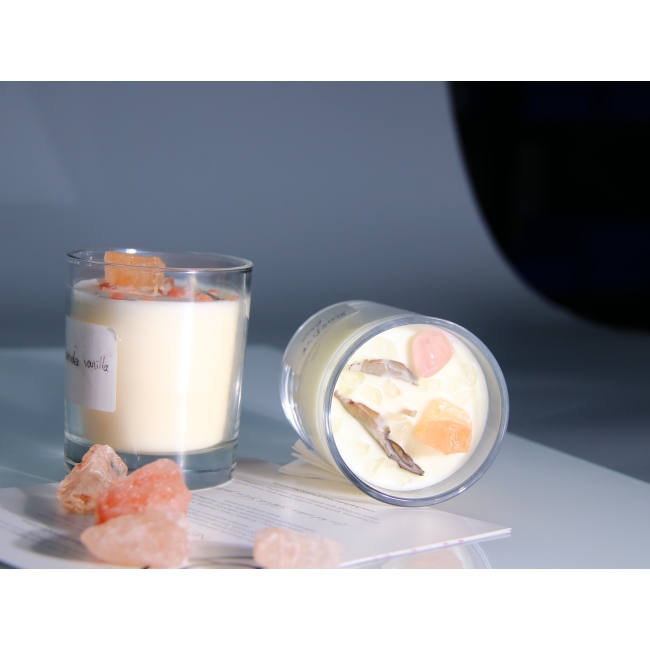 C&H Home Deco Clearly Glass Bottle Soy Wax Candle Crystal Dried Flower Wax Candle Jar for Gift