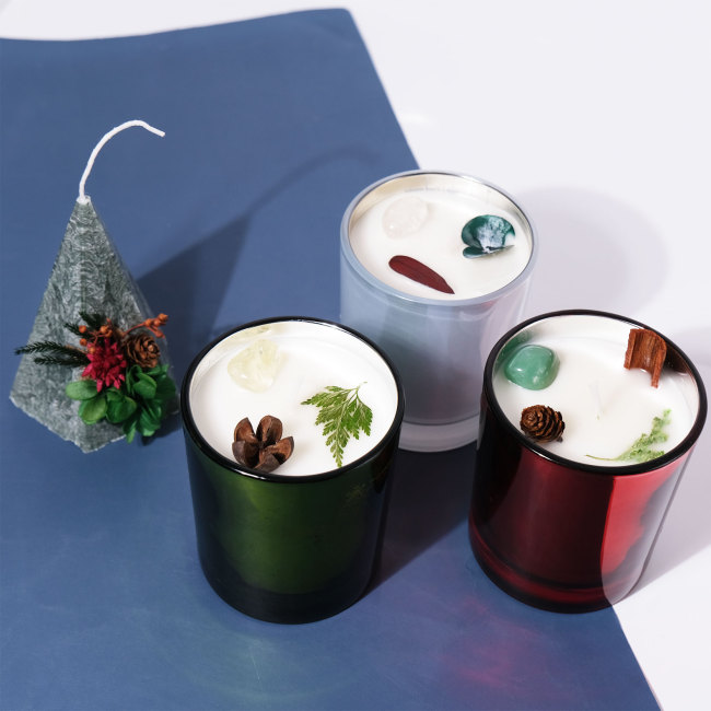 C&H New Arrival Design Christmas Festival Soy Wax Candle Jar Customized Logo Natural Crystal Scented Candle Home Deco