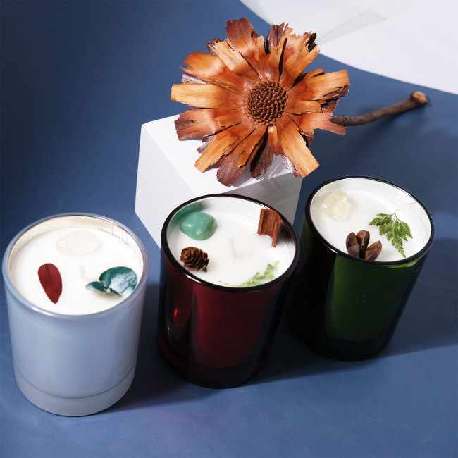 C&H New Arrival Design Christmas Festival Soy Wax Candle Jar Customized Logo Natural Crystal Scented Candle Home Deco