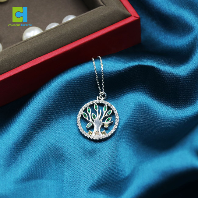 C&H Customized Design Silver Plated Evil Eye Necklace Crystal Zircon Life Of Tree Necklace For Women