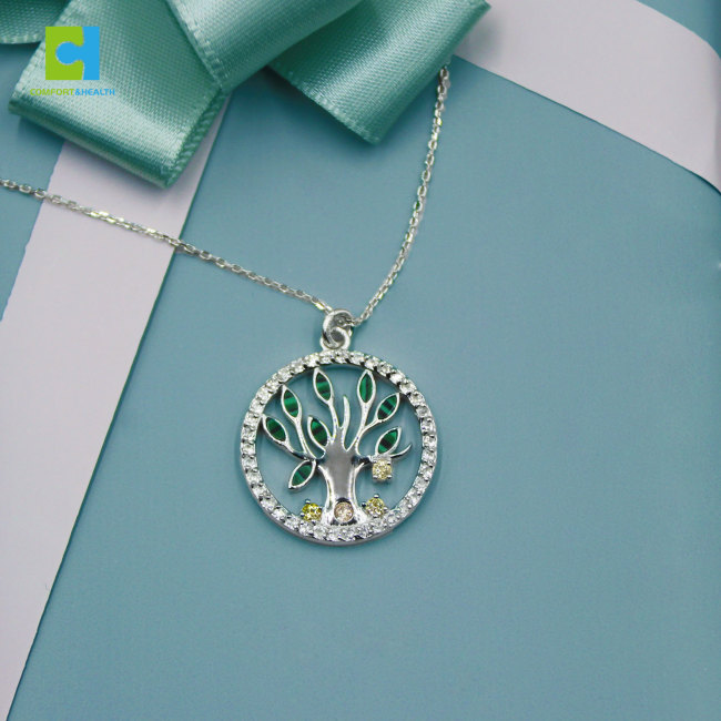 C&H Customized Design Silver Plated Evil Eye Necklace Crystal Zircon Life Of Tree Necklace For Women