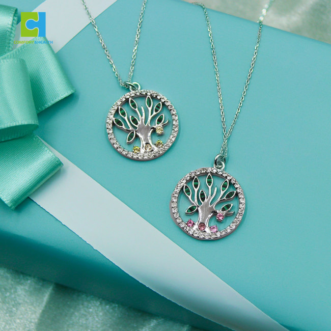 C&H Customized Design Silver Plated Evil Eye Necklace Crystal Zircon Life Of Tree Necklace For Women