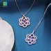 C&H Customized Design Crystal Zircon Louts Flower Pendant Necklace Silver Plated Hollow Flower Necklace