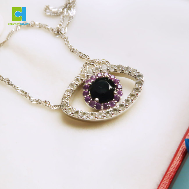 C&H Silver Plated Evil Eye Pendant Necklace Hollow Crystal Zircon Eye Necklace