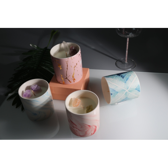 C&H Custom Fall House Black Luxury Ceramic Scented Candle Fragrance Vessel Jars Holders Ceramic