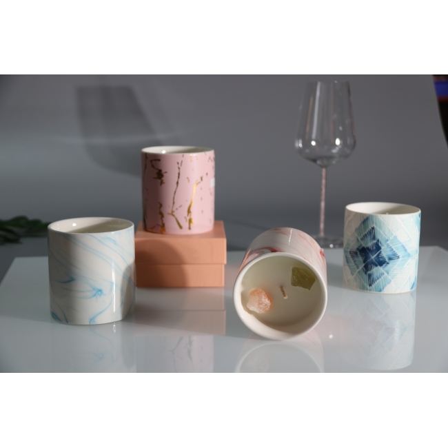 C&H Custom Fall House Black Luxury Ceramic Scented Candle Fragrance Vessel Jars Holders Ceramic