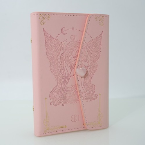 C&H Valentine's Day Pink Crystal Leather Journal Rose Quartz Infused Love Diary Heart Cupid Themed Romantic Notebook