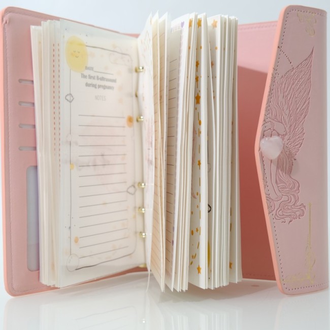 C&H Valentine's Day Pink Crystal Leather Journal Rose Quartz Infused Love Diary Heart Cupid Themed Romantic Notebook