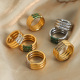 C&H Customized Design Stainless Steel Zircon Ring Colored Crystal CZ Multi Layer Ring