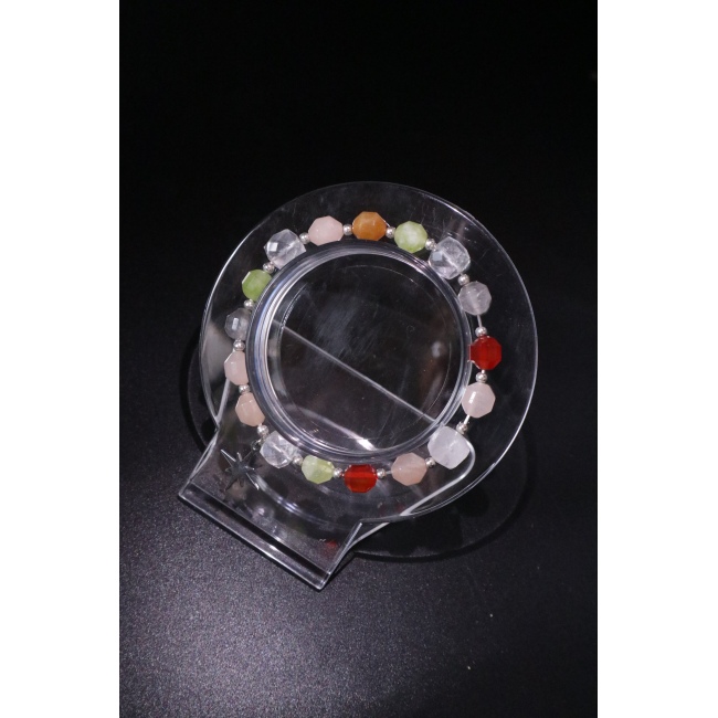 C&H Handmade Elastic String Colored Crystal Beaded Bracelet Polygon Crystal Beaded Bracelet