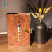 C&H Customized Logo 7 Chakra Leather Journal B5-Handcrafted Notebook Genuine Gemstone Mandala Embossed Symbol Spiritual Notebook