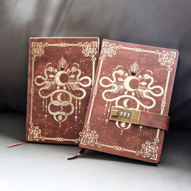 C&H Customized Logo Embosses Crystal Notebook Journal Premium Thick Paper Faux Leather Classic Writing Notebook