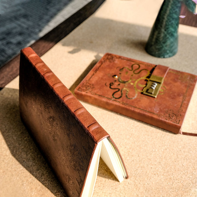 C&H Customized Logo Embosses Crystal Notebook Journal Premium Thick Paper Faux Leather Classic Writing Notebook