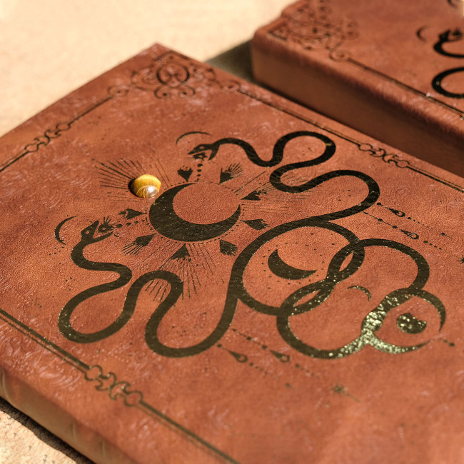 C&H Customized Logo Embosses Crystal Notebook Journal Premium Thick Paper Faux Leather Classic Writing Notebook