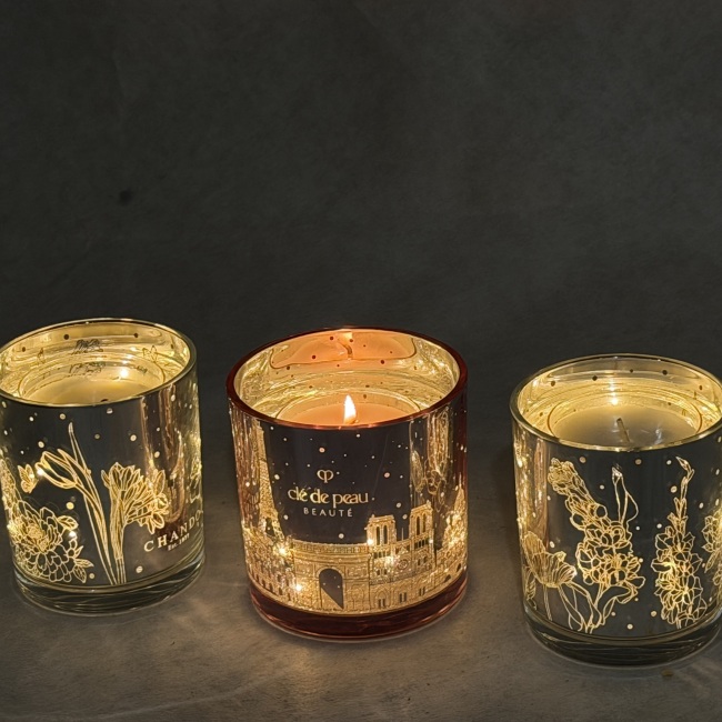 CHHC Rose Gold Crystal Stone Soy Wax Fruity Aromatherapy Art Candle Jar for Thanksgiving