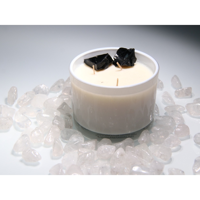 C&H Customized Logo White Candle Jar Crystal Stone Soy Wax Scented Candle Home Deco