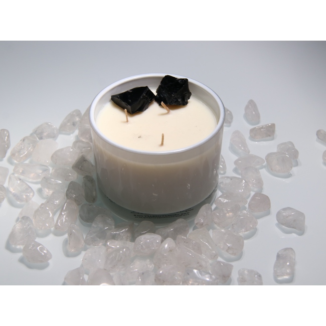 C&H Customized Logo White Candle Jar Crystal Stone Soy Wax Scented Candle Home Deco