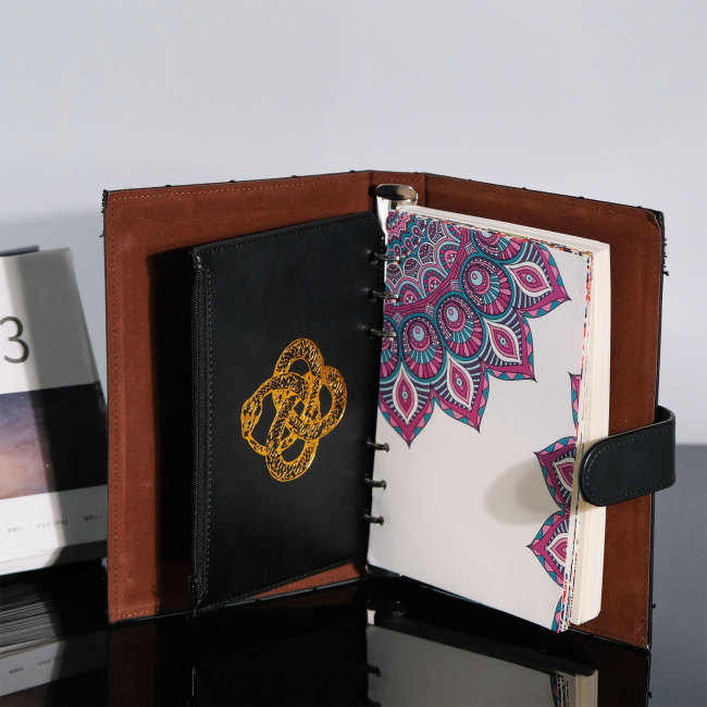 C&H Thermochromic Leather Journal High-End Custom Cover with Crystal Inlay Esoteric Healing Writing Notebook Custom Logo