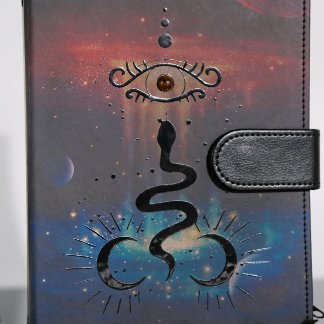 C&H Thermochromic Leather Journal High-End Custom Cover with Crystal Inlay Esoteric Healing Writing Notebook Custom Logo