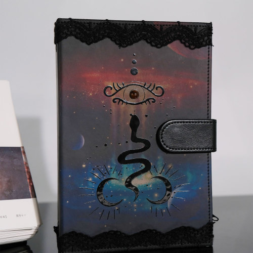 C&H Thermochromic Leather Journal High-End Custom Cover with Crystal Inlay Esoteric Healing Writing Notebook Custom Logo