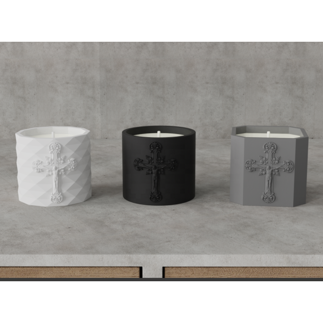 C&H Jesus Cross Candle Family Multi Shapes Cement Concrete Ceramic Wax Candle with Exclusive Culture Candle