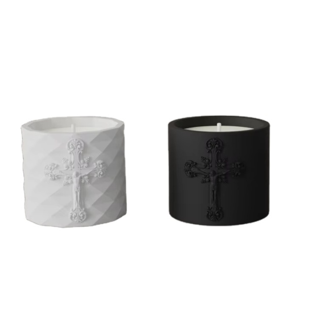 C&H Jesus Cross Candle Family Multi Shapes Cement Concrete Ceramic Wax Candle with Exclusive Culture Candle