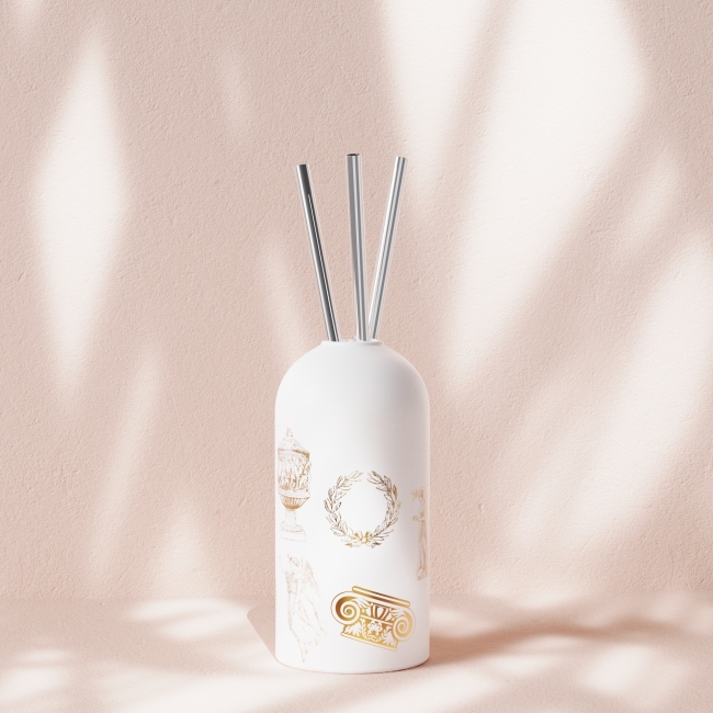 C&H Original Design White Gilded Old Man Head-Shaped Aroma Bottle Reed Diffuser Ceramic Home Deco Diffuser Set