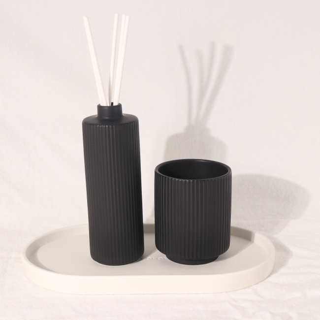 C&H Home Deco Reed Diffuser Ceramic Home Fragrance Liquid Air Freshener Set Black Custom Reed Diffusers Set Gift