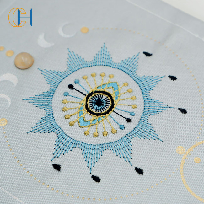 C&H Logo Customized Crystal-Inlaid Embroidered Journal Mystical Eye Celestial Pattern Journal