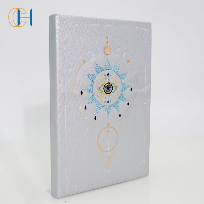 C&H Logo Customized Crystal-Inlaid Embroidered Journal Mystical Eye Celestial Pattern Journal