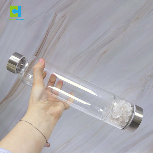 C&H Purple Crystal Stone Customized Logo Natural Crystal Infused Water Bottle Healing Glass Water Bottle