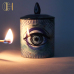 CHHC Customized Logo Printing Ceramic Candle Jar With Lid Evil Eye Mark Shape Ceramic Candle
