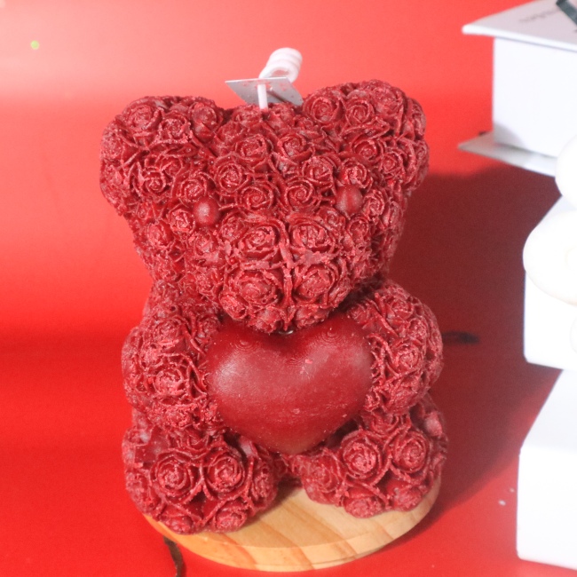 C&H Special Rose Flower Soy Wax Candle Apple Bear Shape Red Scent Candle Customized Home Deco