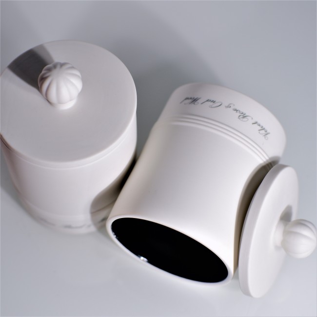 CHHC White Round Ceramic Candle Jar With Lid Logo Customized Ceramic Candle Container for Home Deco