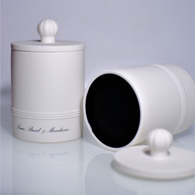 CHHC White Round Ceramic Candle Jar With Lid Logo Customized Ceramic Candle Container for Home Deco