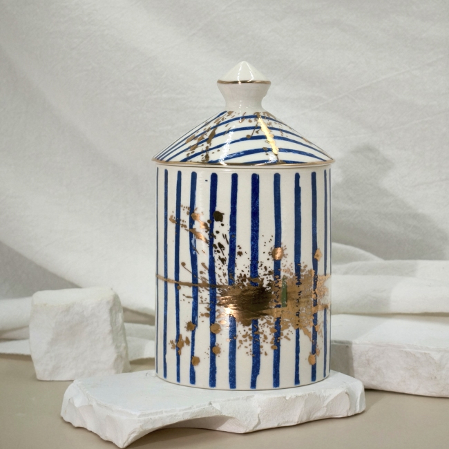 C&H Court Style Empty Ceramic Candle Vessel Candle Jar Customized Painting Empty Ceramic Candle Jar With Lid