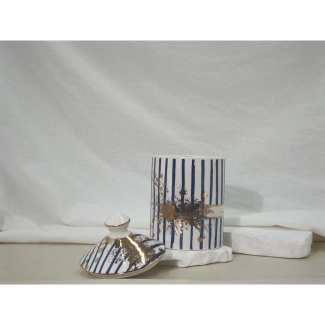 C&H Court Style Empty Ceramic Candle Vessel Candle Jar Customized Painting Empty Ceramic Candle Jar With Lid