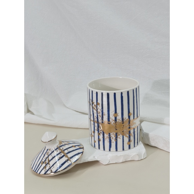 C&H Court Style Empty Ceramic Candle Vessel Candle Jar Customized Painting Empty Ceramic Candle Jar With Lid
