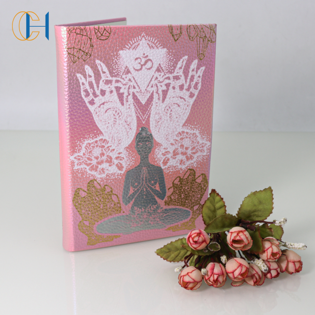 C&H Customizable Luxury Leather Cover Notebook Pink Color Yoga Lover Custom Diary with Personalizable Inner Page